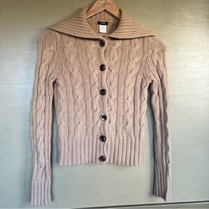 J.Crew Vintage Wool blend Shawl Collar Cropped Cable Knit Sweater